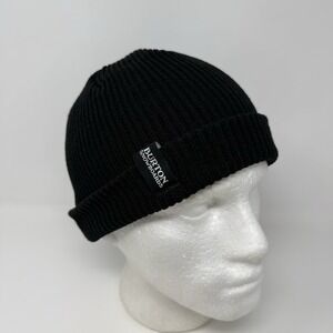 Burton Mens Black Ribbed Knit Beanie Hat‎ 100% Acrylic